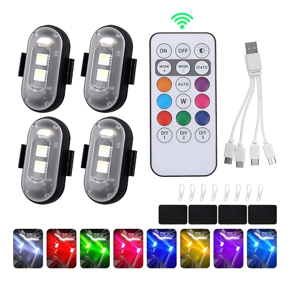 Drone Led Light - 4 Adet Uzaktan Kumandalı 8 Renkli