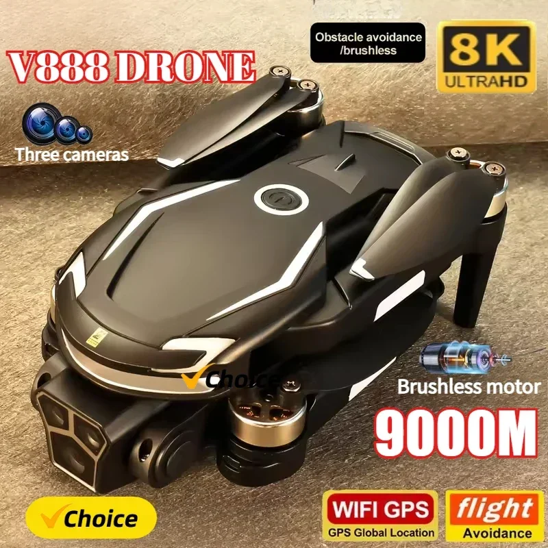 Drone Gps Mount - Yeni V888 Drone 8K GPS Üçlü